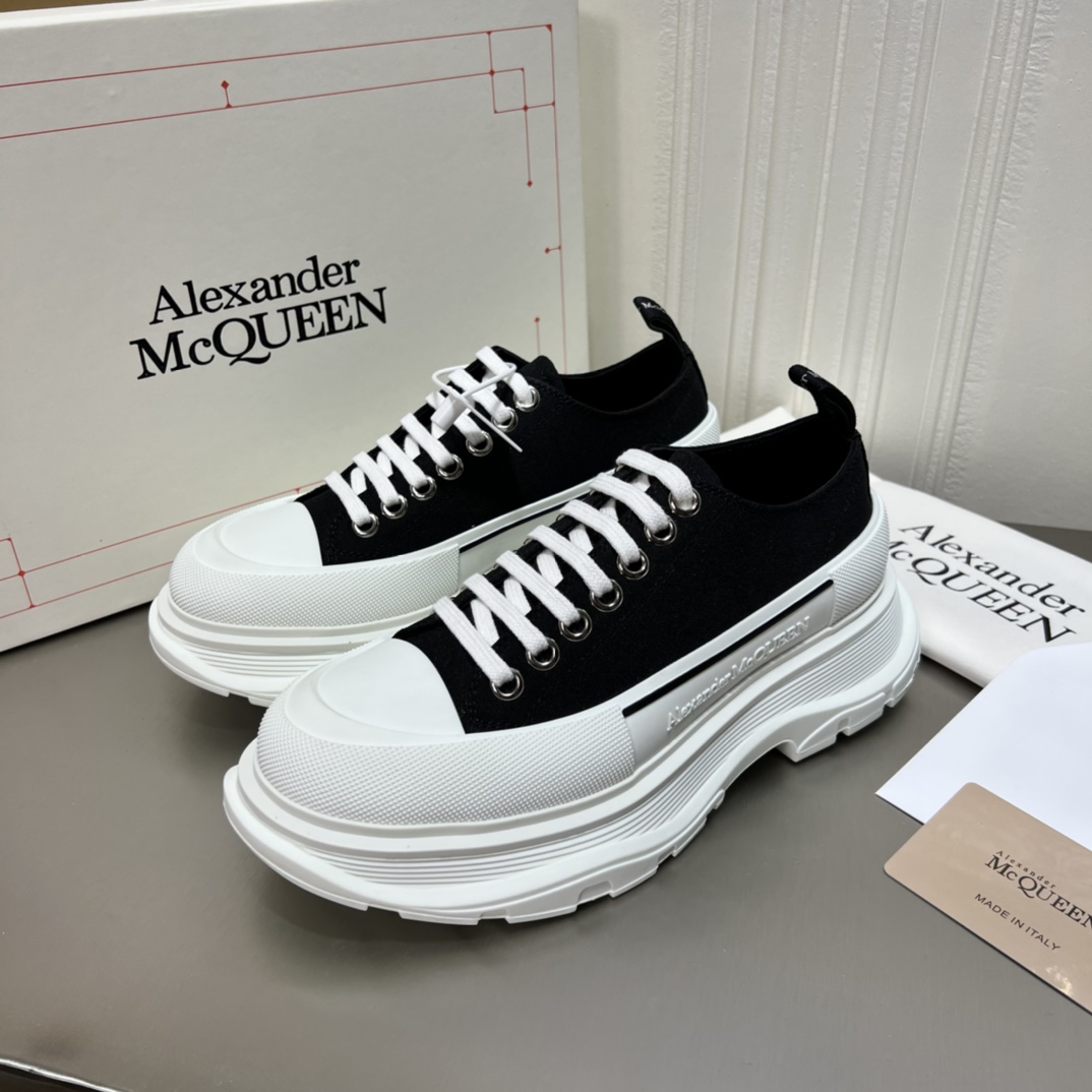 Alexander McQueen Tread Slick Canvas Sneaker - 'Black White 