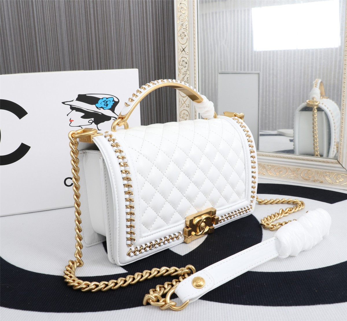 Chanel Boy Flap Bag With Handle White 2022
