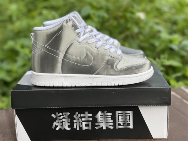 CLOT x Nike Dunk High Metallic Silver 