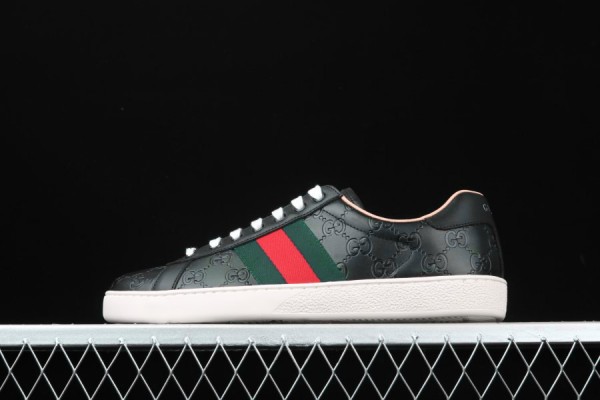 Gucci Signature Ace Low-Top Sneaker Black with Green and Red 