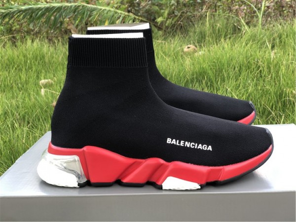 Balenciaga Speed Clear Sole Sneaker Black Red White 
