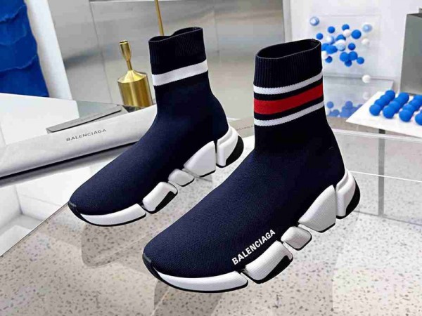 Balenciaga Speed 2.0 Sneaker Dark Blue with Stripe 