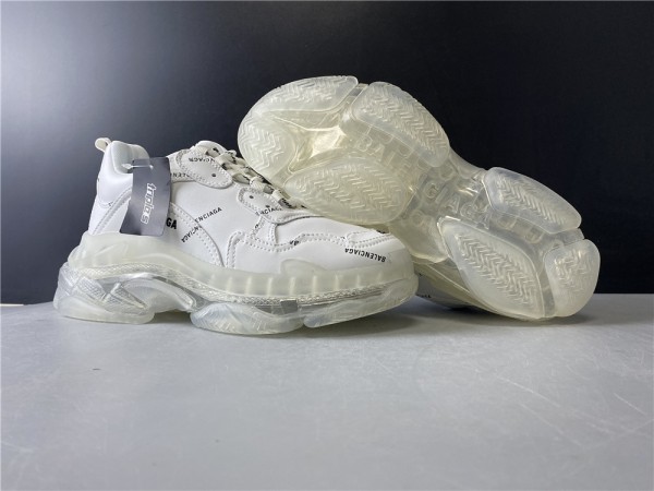 Balenciaga Allover Logo Triple S Clear Sole White 
