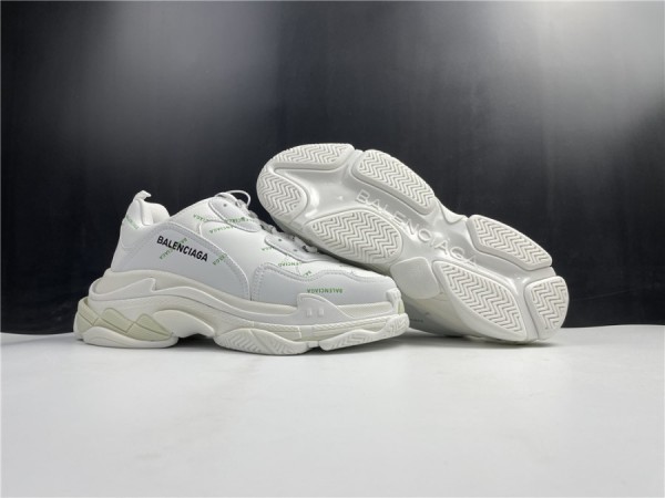 Balenciaga Allover Logo Triple S White Fluorescent  Green 