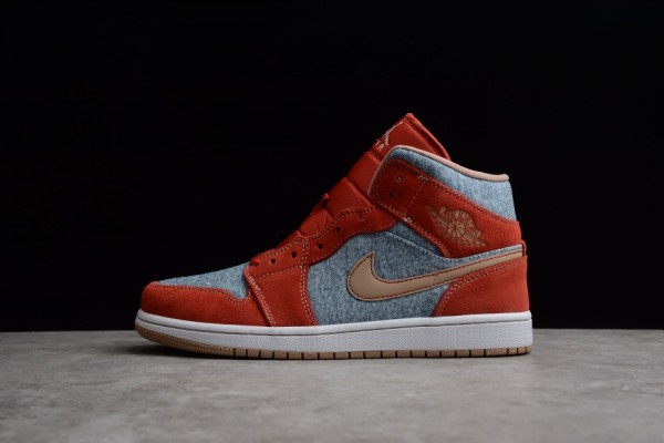 Air Jordan 1 Mid Denim Red 