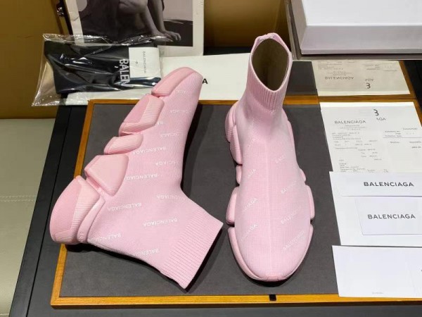 Balenciaga Speed 2.0 Allover Logo Sneaker Pink 