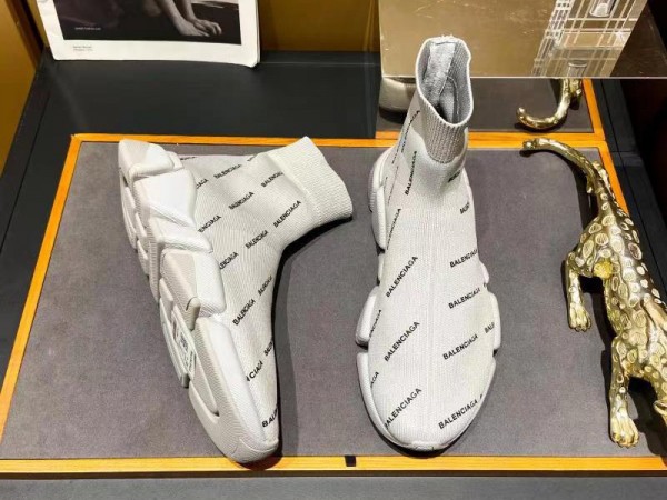 Balenciaga Speed 2.0 Allover Logo Sneaker Beige 