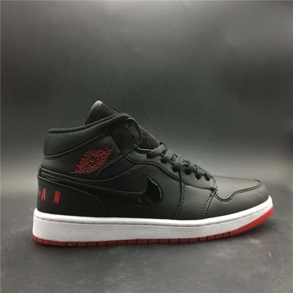Air Jordan 1 Mid Black University Red 