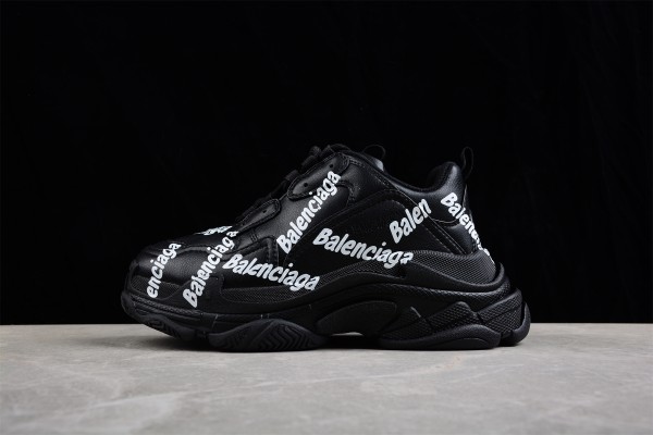 Balenciaga Allover Logo Triple S Black - White 