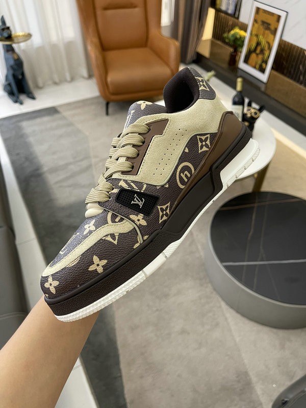 LV Trainer Sneaker Brown - Cream White  LV-T0047
