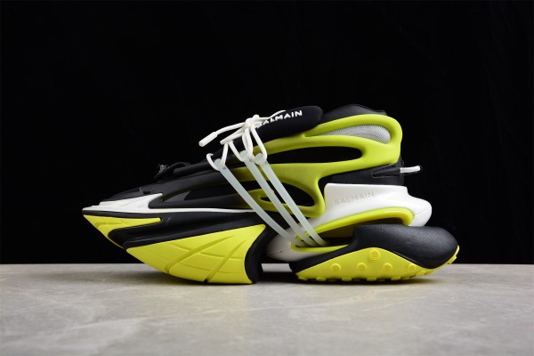 Balmain Unicorn low-top trainers in neoprene and leather - Yelllow