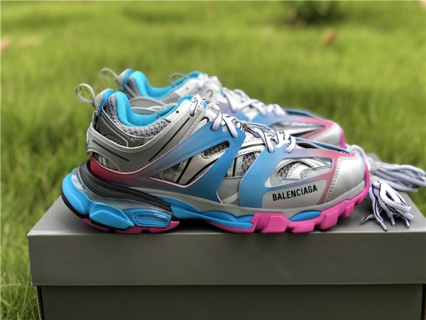 Balenciaga Track Sneaker Metallic Grey - Blue - Pink 