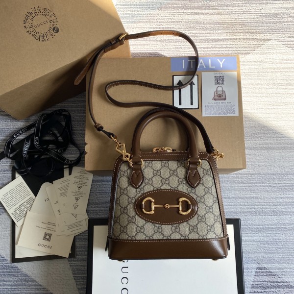 Gucci Horsebit 1955 small top handle bag - Beige - Brown