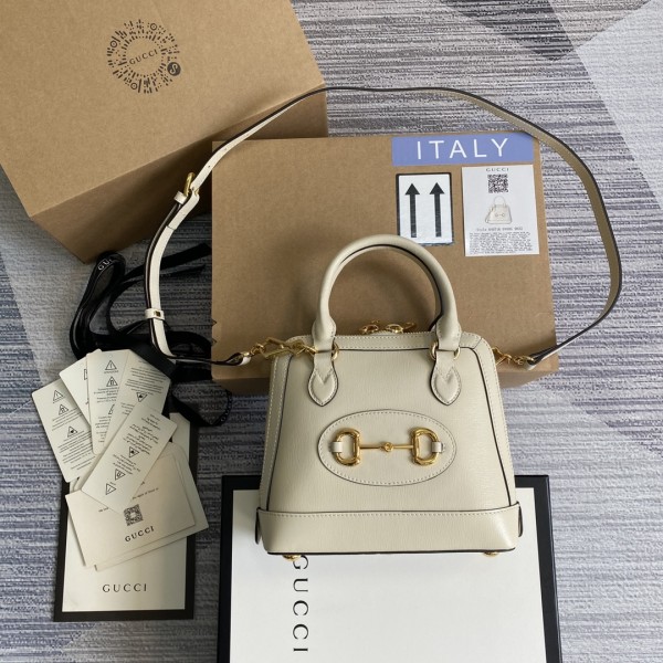 Gucci Horsebit 1955 small top handle bag - White 