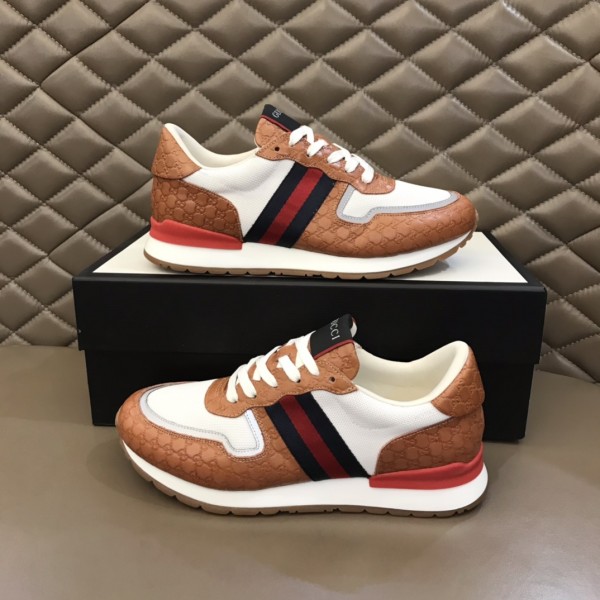 Gucci Brown White With Web Shoes 