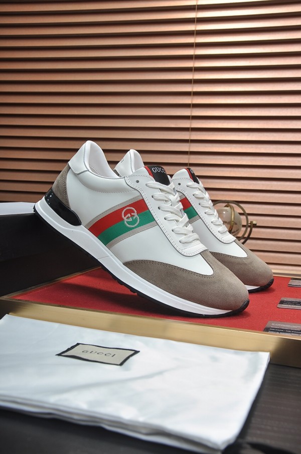 Gucci White With GG Logo Web Shoes 