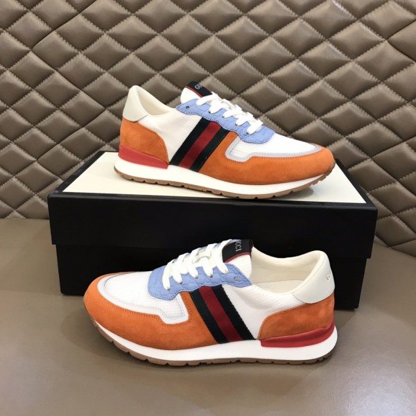 Gucci Orange White With Web Shoes 