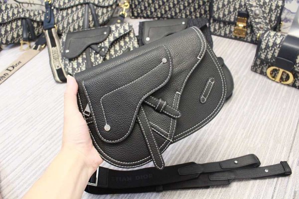 Dior Saddle Pouch - Black - White 