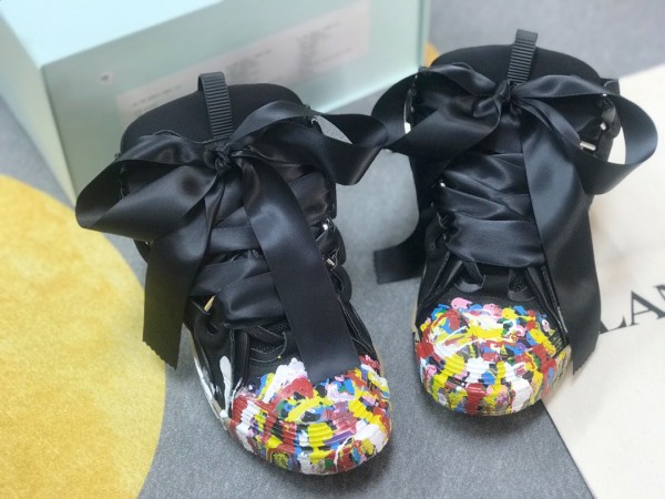 Lanvin Curb Sneaker Black with wide rainbow LVCS-009