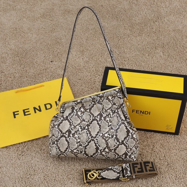 Fendi First Small White Python Leather Bag