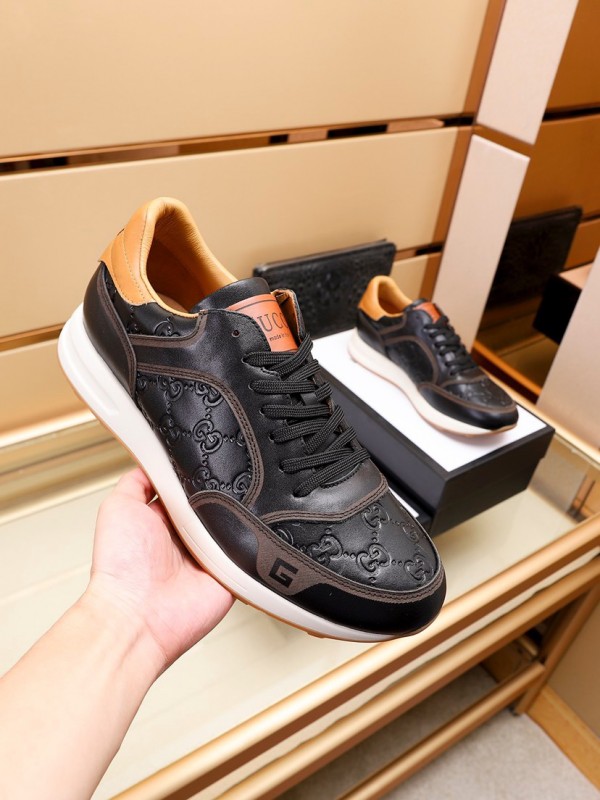 Gucci Black And Brown Leather Sneaker GG-S040