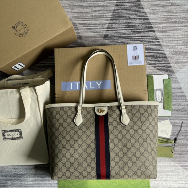 Gucci Ophidia GG Medium Tote 'Beige - White' 