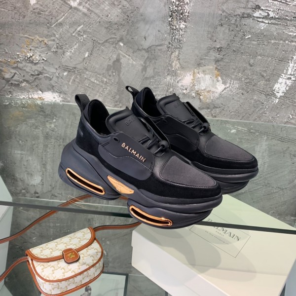 Balmain Leather and suede B-Bold low-top sneakers - Black  BMSKB-011