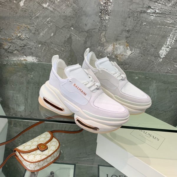 Balmain Leather and suede B-Bold low-top sneakers - White  BMSKB-010