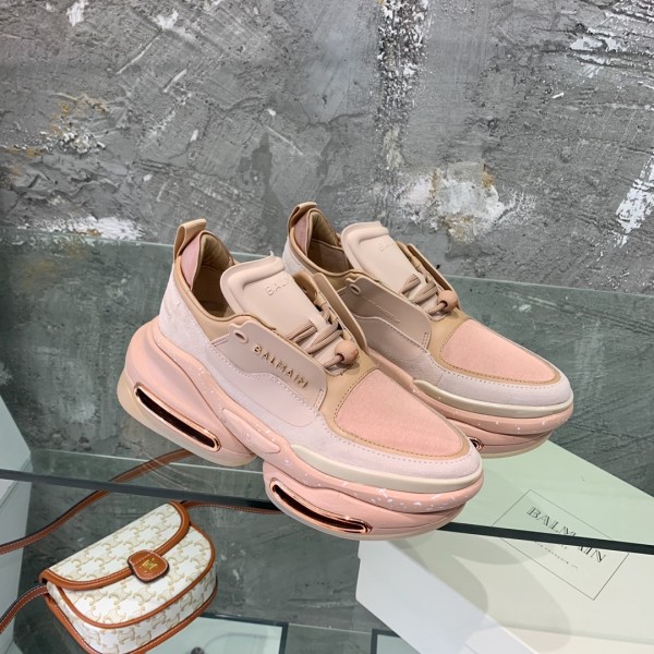 Balmain Leather and suede B-Bold low-top sneakers - Pink  BMSKB-008