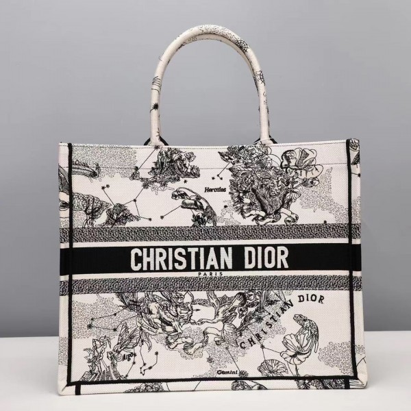 Dior Book Tote Latte Dior Zodiac Embroidery (3 sizes)