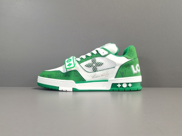 LV Trainer Sneaker Green Monogram Denim