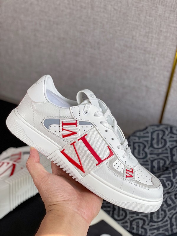 Valentino Low-Top Calfskin VL7N Sneaker - White Grey Red VLTCS-004