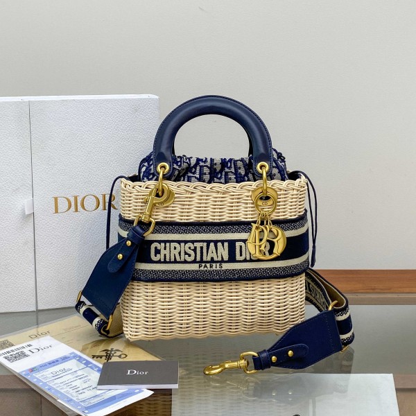 Dior Wicker blue Oblique printed bag 