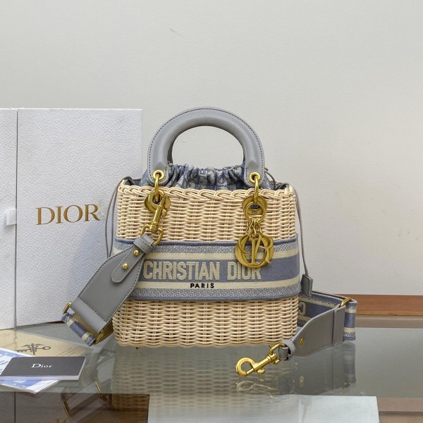Dior Wicker light grey Oblique  printed bag 