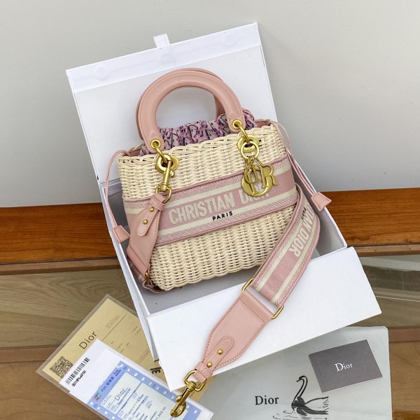 Dior Wicker pink Oblique printed bag 