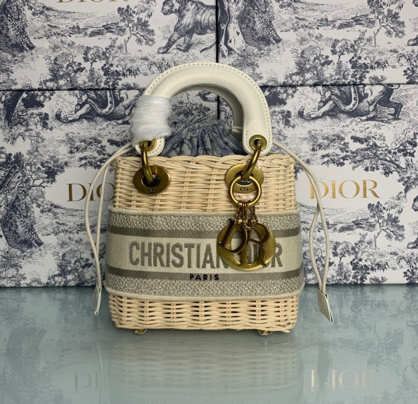 Dior Wicker Grey Oblique print lined bag 