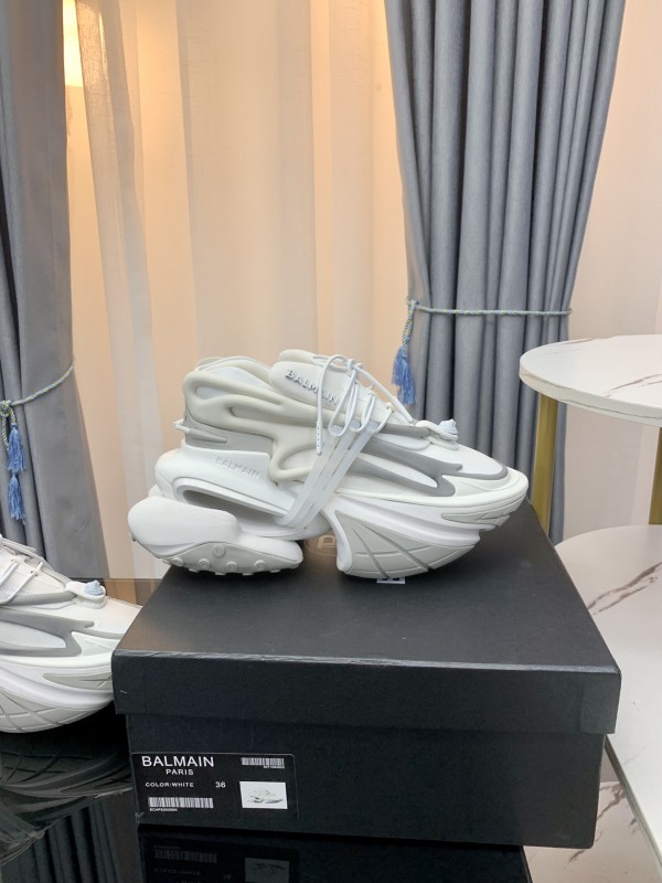 Balmain Neoprene and leather Unicorn low-top sneakers - White Grey BLNLU-002