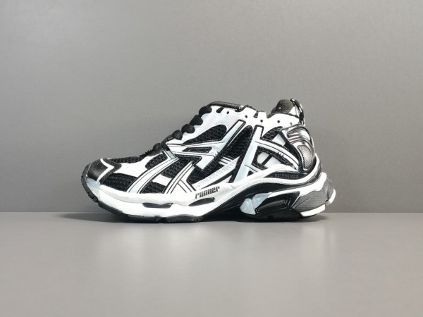 Balenciaga Runner Sneaker In Black - White Mesh - Nylon 
