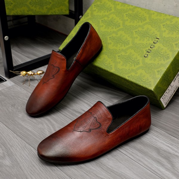 Gucci Loafers shoes Brown Black GCCL-006
