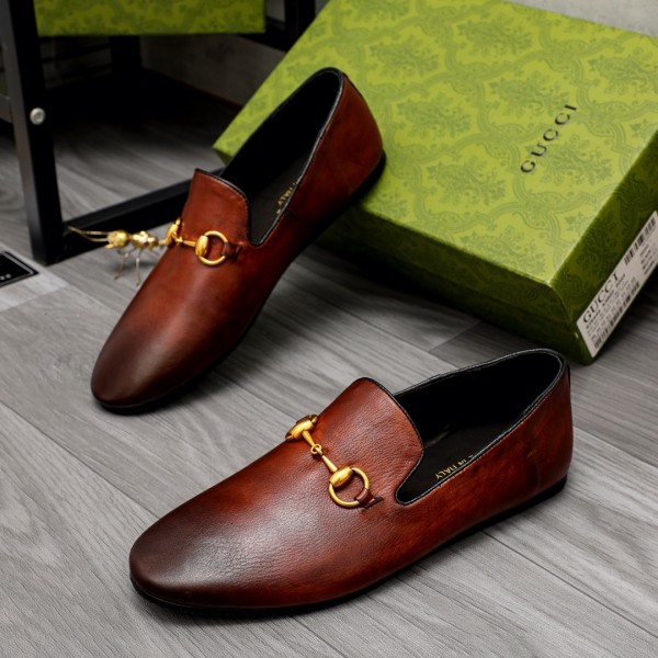 Gucci Loafers shoes Brown Black GCCL-007