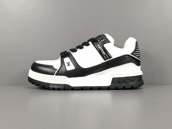 LV Trainer Sneaker Black White Logo LV LV-T0041 