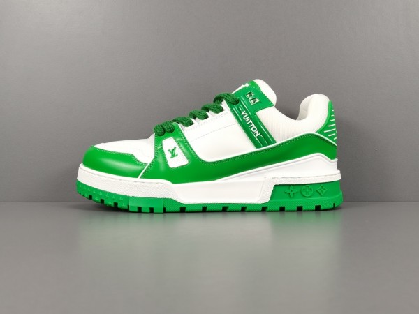 LV Trainer Sneaker Green White  Logo LV LV-T0037