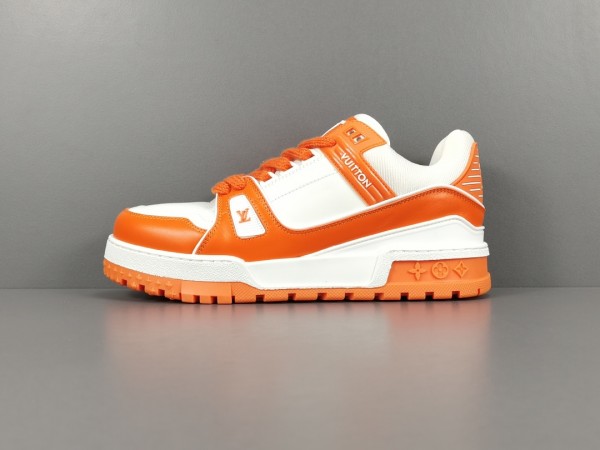 LV Trainer Sneaker Orange White Logo LV LV-T0038