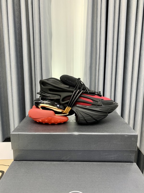 Balmain Neoprene and leather Unicorn low-top sneakers -Black - Red - Gold BLNLU-004