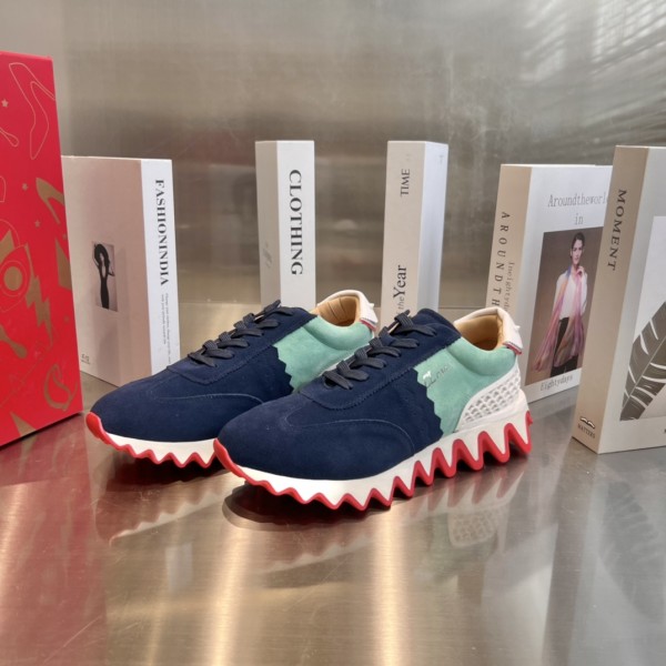 Loubishark leather sneakers - Blue Red LBSSNK-003