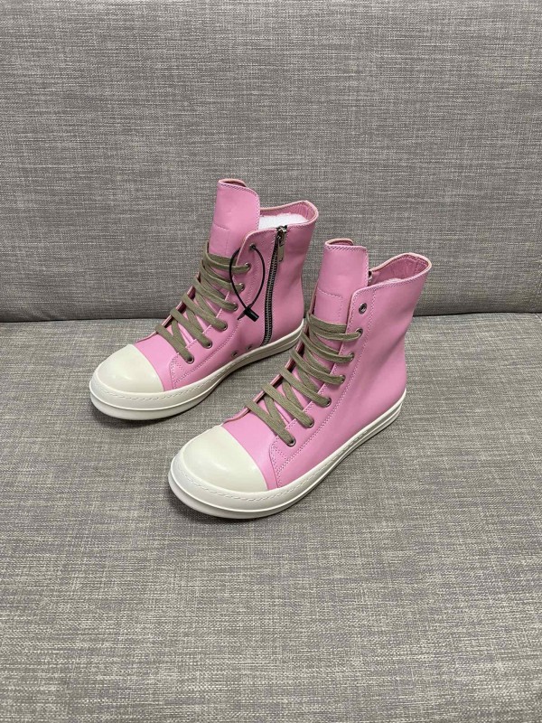 Rick Owens High Top Sneakers In Pnik Leather ROWHT-010