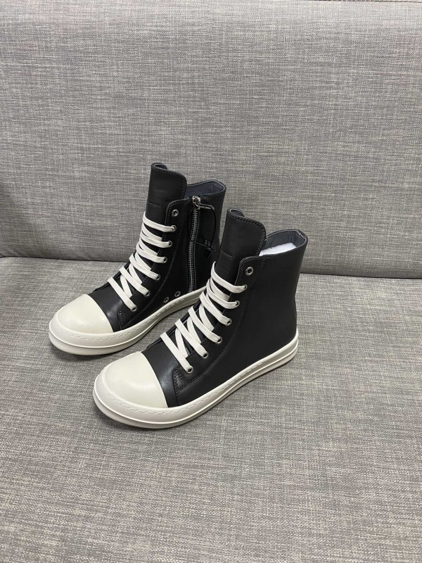 Rick Owens High Top Sneakers In Black Leather ROWHT-012