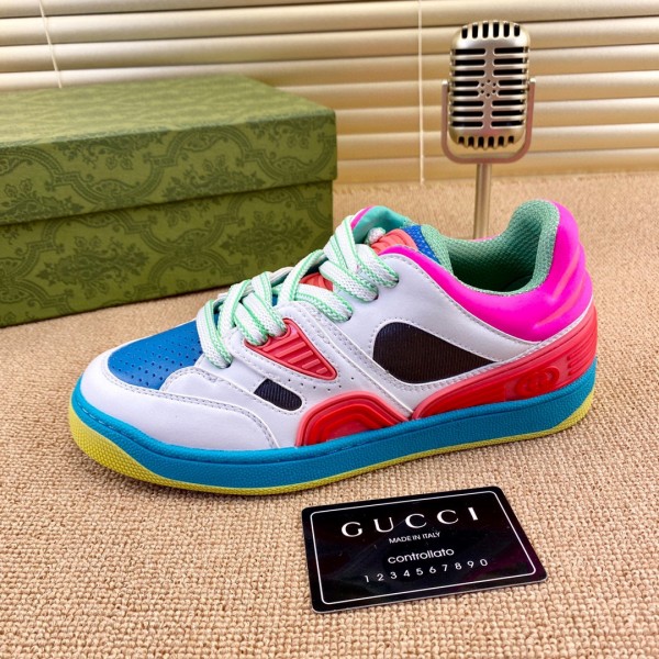 Gucci Basket Low Top Sneaker in White - Red - Pink Demetra GCB-009