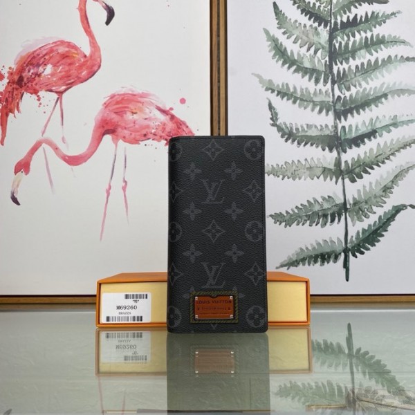 LV Brazza Wallet Monogram Eclipse Canvas