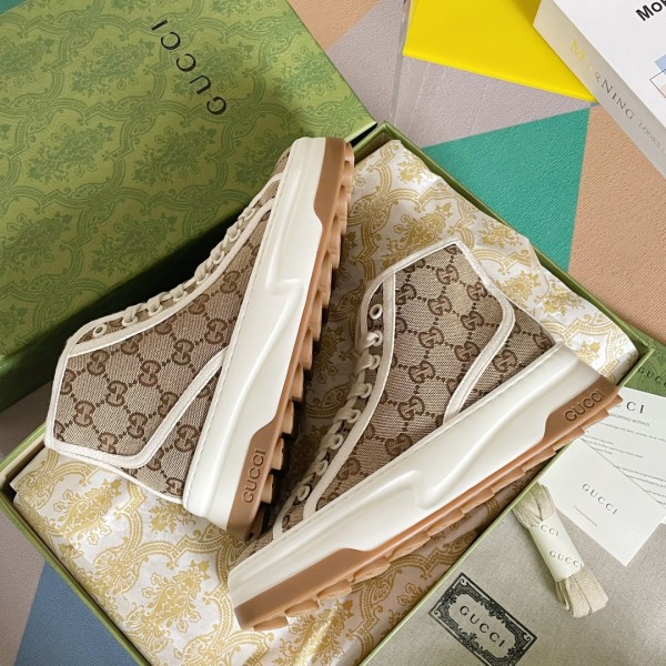 Gucci GG High Top Sneaker - Beige and ebony Original GG canvas GCB-022